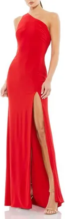 Mac Duggal Jersey One Shoulder Draped Back Gown in Red at Nordstrom, Size 10