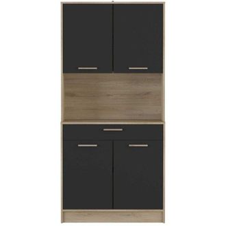 Calicosy Buffet Alto 4 Puertas 1 Caj&oacute;n, Decoraci&oacute;n Roble Y Negro - L83 X H176 Cm - Dolce