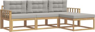 vidaXL Conjunto De Sof&aacute;s De Exterior 4 Uds. Blanco Y Gris Claro Vidaxl