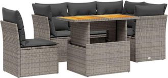 vidaXL Vidaxl - Juego De Sof&aacute;s Jard&iacute;n Con Cojines 5 Pzas Rat&aacute;n Sint&eacute;tico Gris