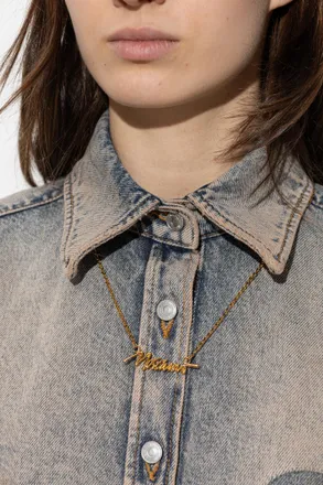 Moschino Logo Necklace, Womens, Gold