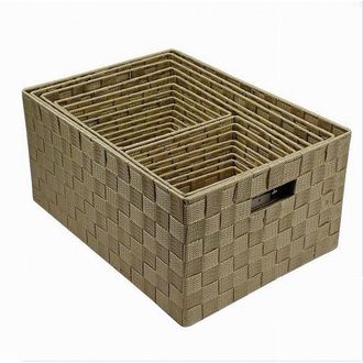 Trade Shop Trade Shop - Set 21 Pz Box Scatola In Tessuto Porta Oggetti Organizer Con Manici Beige 79087