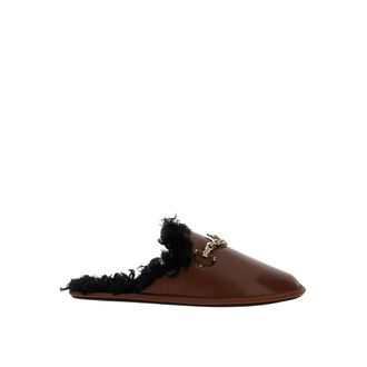 Stella McCartney Shearling Leren Muiltjes - Dames - Slip ons - Bruin - 37 EU - Leer - Schoenen
