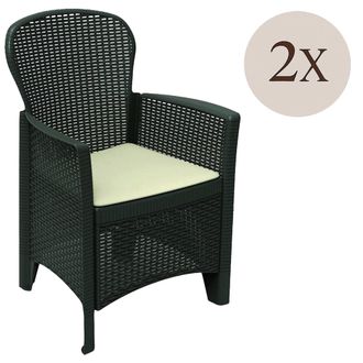 Dmora Conjunto De 2 Sillas De Exterior Como, Asiento De Jard&iacute;n, Para Interior O Exterior, Con Reposabrazos, Fabricado En Italia, 59x57 H86 Cm, Antracita - D