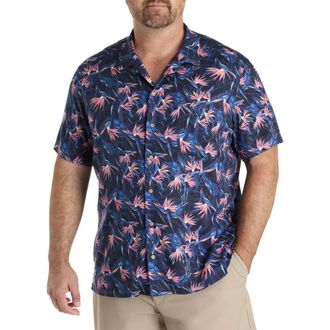 Vineyard Vines Big & Tall Birds of Paradise Cabana Sport Shirt in Nautical Navy at Nordstrom, Size Xx-Large