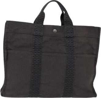 Herm&egrave;s Pre-owned Vintage Canvas Tote Bag - Dames - Vintage Shopper - Grijs - ONE Size - Vintage