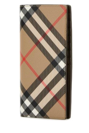Burberry Mens Printed Canvas Wallet Sand Portafogli