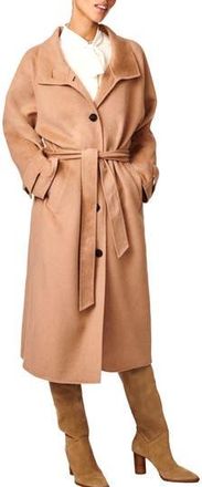 Bernardo Longline Double Face Wool Blend Coat in Camel at Nordstrom Rack, Size Small