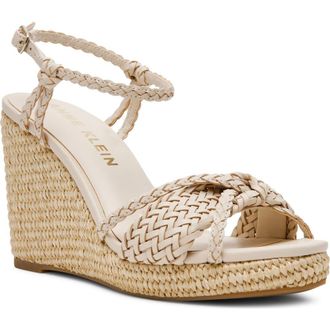 Anne Klein Vow Braided Wedge Sandal in Bone Woven at Nordstrom, Size 5.5