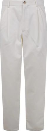 Brunello Cucinelli Dubbel Geplooide Chino Broek - Heren - Chinos - Wit - L - Broeken