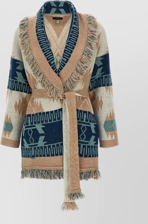 Alanui icon knit cardigan belt fringe pattern