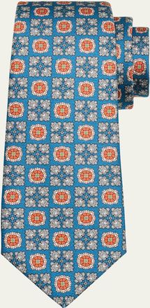 Kiton Mens 7-Fold Geometric Silk Tie