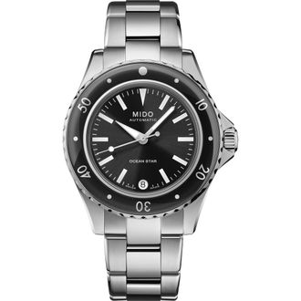 Mido Ocean Star Captain Automatic Bracelet Watch, 36.5mm in Black/Silver at Nordstrom