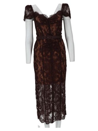 Self Portrait Floral Lace Sweetheart Midi Dress