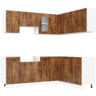 vidaXL Vidaxl - Mueble Cocina Kalmar Roble Ahumado 11 Pzas Madera Contrachapada