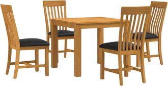 vidaXL Conjunto De Comedor 5 Uds. Negro Madera De Roble S&oacute;lido Vidaxl
