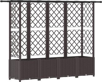 vidaXL Cama Elevada Con Trellis Y Techo Marr&oacute;n 202 X 40 X 136 Cm Pp Vidaxl