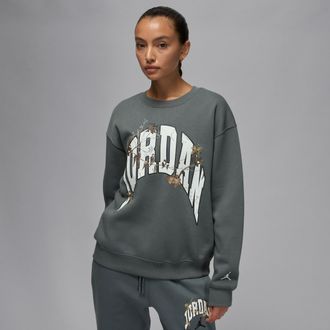 Nike Jordan Womens Jordan Brooklyn Fleece Realtree Crew-Neck Sweatshirt in Grey | HV0472-068