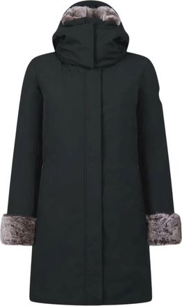 Save The Duck Smeg Hooded Parka with Faux Fur Coat in Shadow Black Women