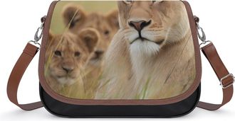 Generic Lion Family Womens Crossbody Bag Fashion Shoulder Handbags Message Tote Bag with Adjustable Strap