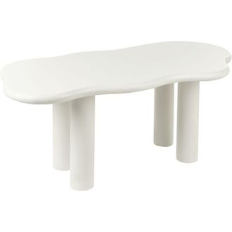 Beliani Tavolo da pranzo moderno e minimalista Mobili Soggiorno 188 x 94 cm Gambe in PVC Piano in MDF Forma irregolare Bianco sporco Ondle