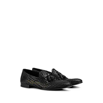 Doucal's Woven Calf Leather with Tassel Loafer - Black