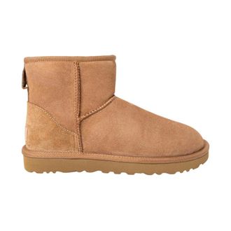 UGG Winter Boots, female, Beige, Size: 7 US Slip-On Suede and Leather Ankle Boots