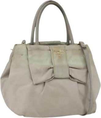 Prada Pre-owned Handbags, female, Beige, Size: ONE SIZE Pre-owned Nylon Handbag