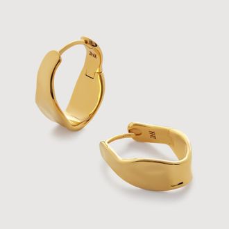 Monica Vinader Gold Wave Medium Hoop Earrings