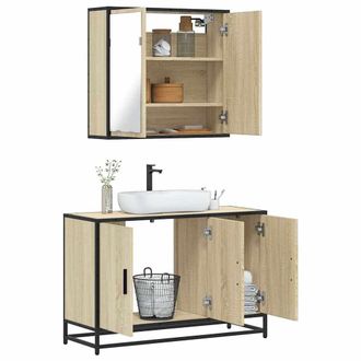 Berkfield Home 2 Piece Bathroom Furniture Set Sonoma Oak Engineered Wood in Brown