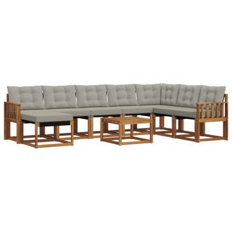 vidaXL Conjunto De Sof&aacute;s De Exterior 9 Pcs Gris Natural Y Claro Vidaxl