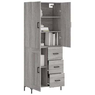 Berkfield Home Highboard Grey Sonoma 69.5x34x180 cm Engineered Wood