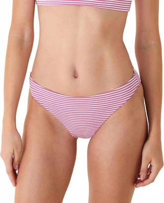 Andie Swim Signature Bikini Bottom In Bloom Seersucker Stripe
