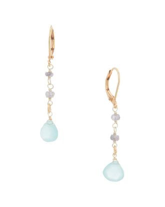 Rachel Reinhardt Jewelry Vermeil Amazonite & Chalcedony Dangle Earrings