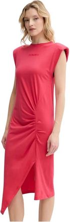 Pinko Fitted Midi Jurk - Dames - Casual kleedjes - Rood - XS - Katoen - Kleedjes