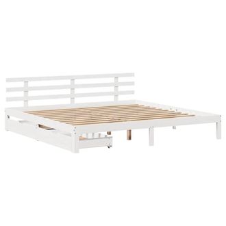 Berkfield Home Decorative Bed Frame with Drawers without Mattress White 180x200 | Size: Super King