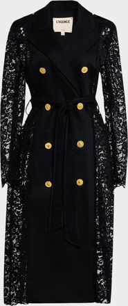 L'agence Amata Belted Lace Trench Coat