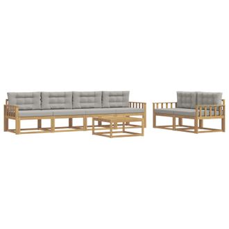 vidaXL Conjunto De Sof&aacute;s De Exterior 6 Pcs Blanco Y Gris Claro Vidaxl