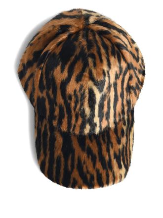 Stand Studio Cyrene animalier faux-fur cap - women - Modacrylic/Polyester/Cotton - One Size - Brown