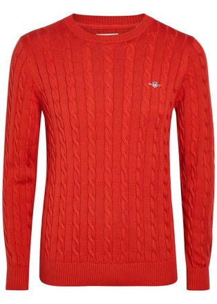 GANT Logo-embroidered Cable-knit Cotton Jumper - Red - XL