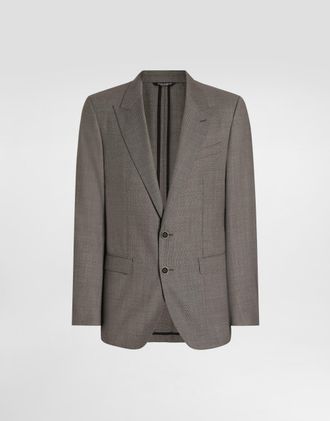 Dolce & Gabbana Single-breasted Jacket In Birds Eye Wool - Man Suits And Blazers Multicolor 44