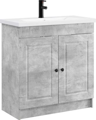 vidaXL Juego De Muebles De Ba&ntilde;o Gris Hormig&oacute;n 78,5 X 37,5 X 81 Cm Vidaxl