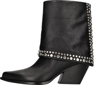 Elena Iachi Schoenen, Dames, Zwart, 38 EU, Leer, Nature Enkellaarsjes