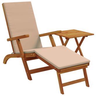 vidaXL Recliner Y Tumbona Plegable 2 Pcs Topo Madera De Acacia S&oacute;lida Vidaxl