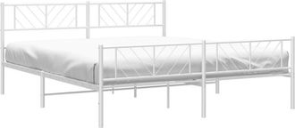 vidaXL Estructura Cama Sin Colch&oacute;n Con Estribo Metal Blanco 193x203 Cm Vidaxl