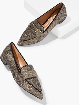 Talbots Scarlet Sparkle Pointed Toe Loafers - Tin Grey - 10 1/2 M Talbots