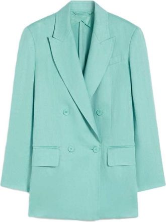 Max Mara Olimpia Jacke aus Chevron-Leinen-Aqua