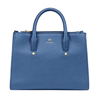 Aigner Tassen, Dames, Blauw, ONE Size, Leer, Gestructureerde Handtas