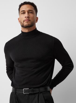 Le 31 Mens TENCEL TM modal and organic cotton mock-neck sweater