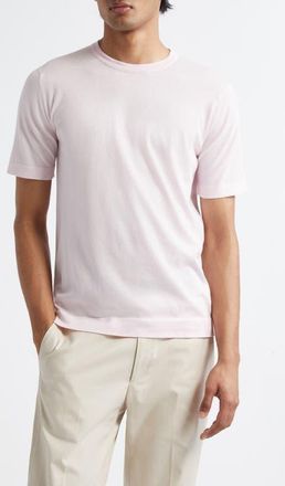 John Smedley Lorca Crewneck T-Shirt in Soft Pink at Nordstrom, Size Xx-Large